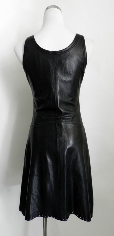 Women's Helmut Lang Spring 2001 Black Leather Dress