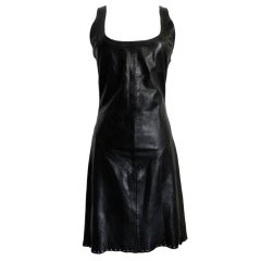 Helmut Lang Spring 2001 Black Leather Dress