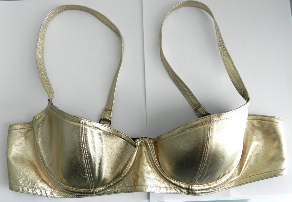 Vintage circa early 1990's Chanel lambskin leather bra. Excellent condition. Size 36B.