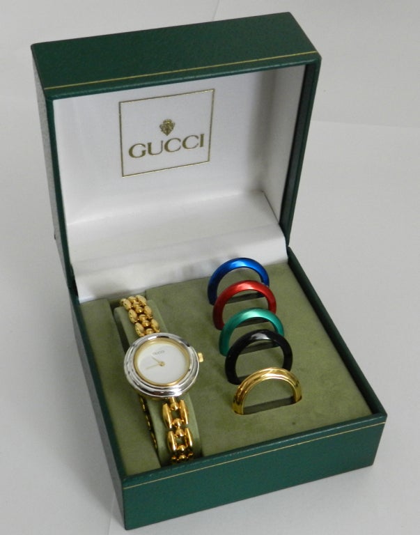 Gucci Vintage Link Watch with Bezels at 1stDibs