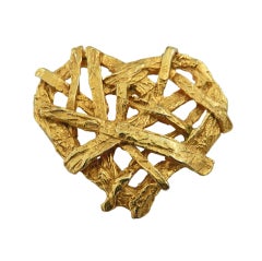 Christian Lacroix Vintage Gilt Heart Brooch
