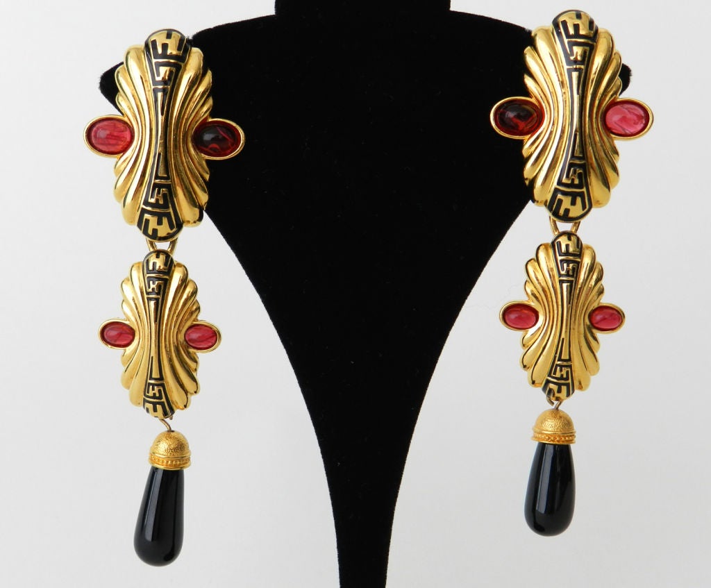 Fendi Poured Glass Logo Drop Earrings at 1stdibs