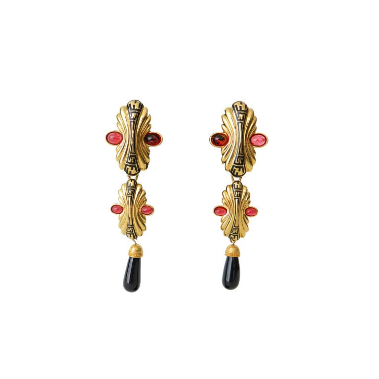 Fendi Poured Glass Logo Drop Earrings at 1stDibs