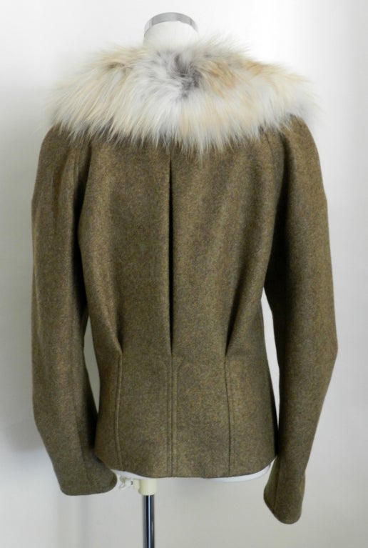 Oscar De la renta Fox Fur Cashmere Coat In Excellent Condition In Toronto, ON