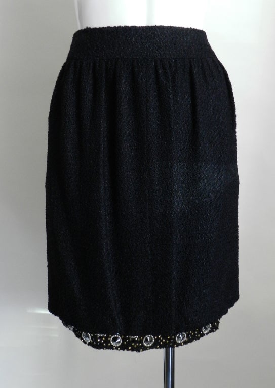 Chanel 08P Black Suit with Beads & Crystals In Excellent Condition In Toronto, ON