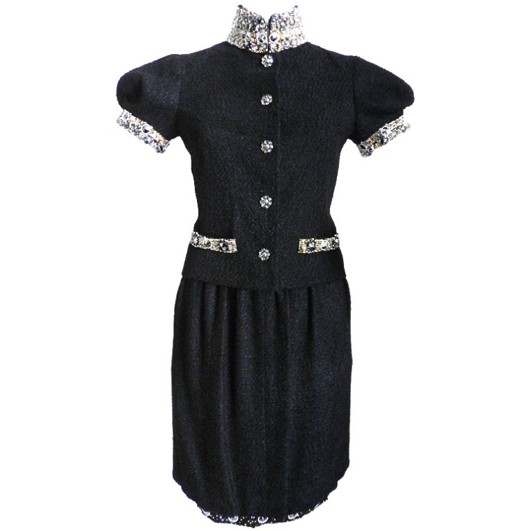 Chanel 08P Black Suit with Beads & Crystals