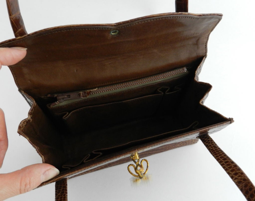 1960's French Alligator Purse with Tassel Clasp 2