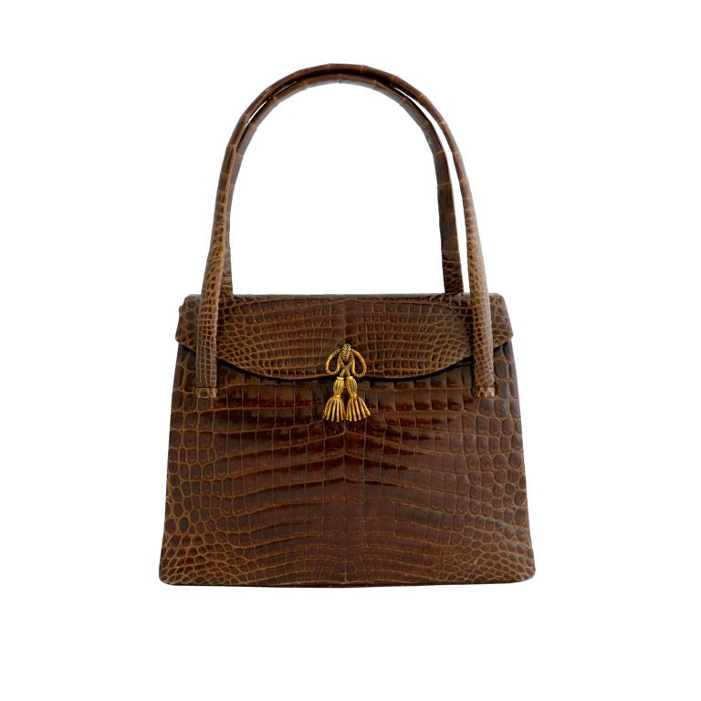 1960's French Alligator Purse with Tassel Clasp