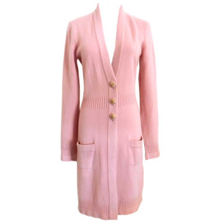 Chanel 07A pink cashmere cardigan sweater at 1stDibs