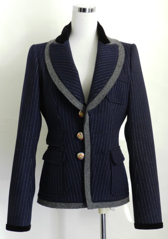Balenciaga 07A Navy Pinstripe Jacket