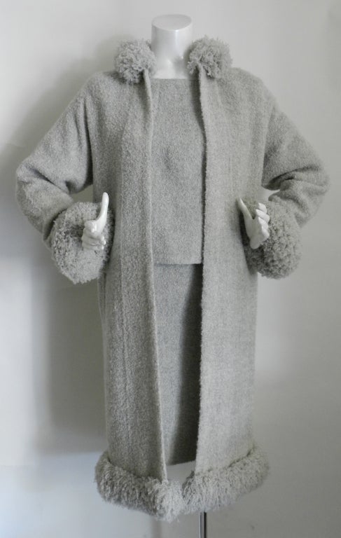 Pierre Balmain Haute Couture Grey Boucle Wool 3pc Suit