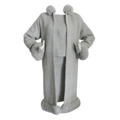 Pierre Balmain Haute Couture Grey Boucle Wool 3pc Suit
