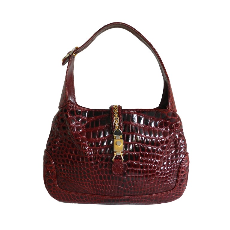 Gucci 1970
s Vintage Red Alligator Jackie O Bag