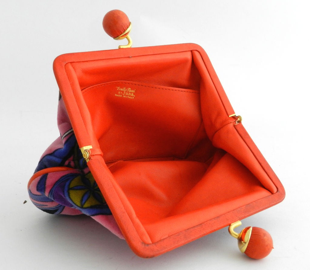 Emilio Pucci Vintage Velvet and Leather Clutch 1