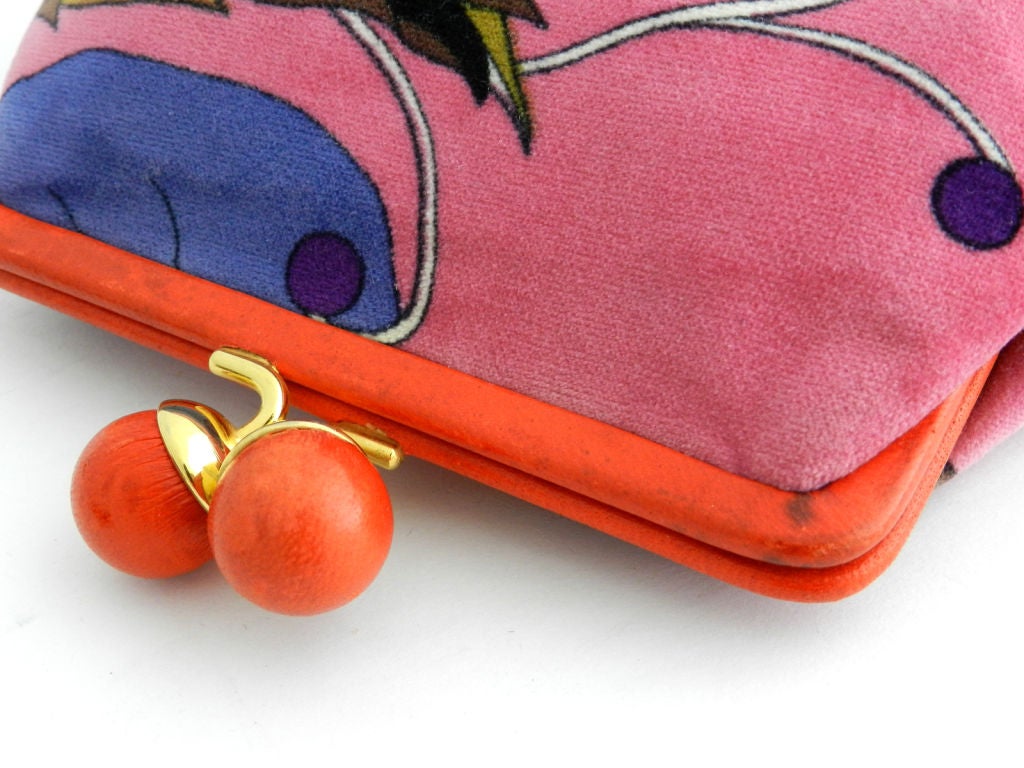 Emilio Pucci Vintage Velvet and Leather Clutch 2