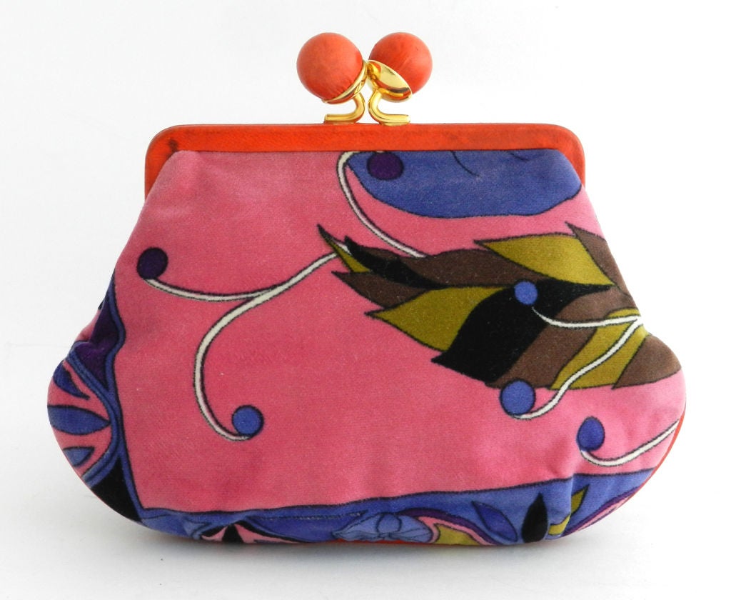 Emilio Pucci Vintage Velvet and Leather Clutch 4
