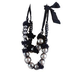 Lanvin Set of 2 Pearl Ribbon Necklaces