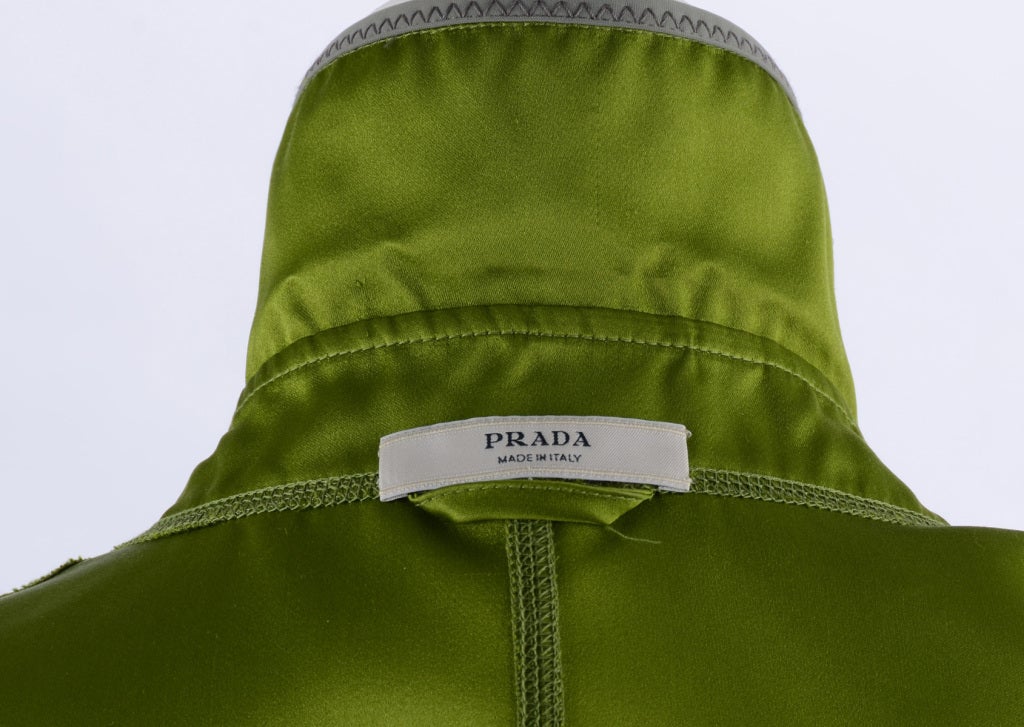 Women's Prada Green Silk Satin Coat