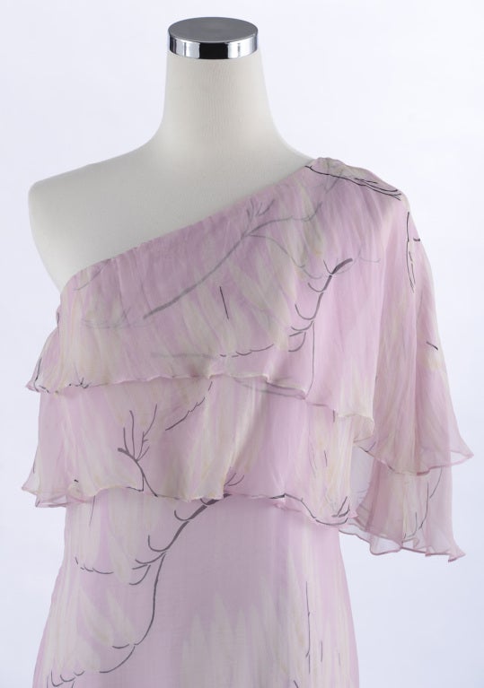 Women's Geoffrey Beene 1970s Lilac Silk Dress