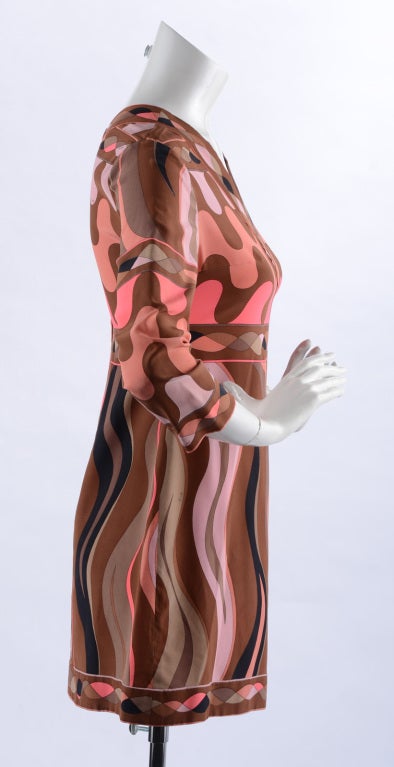 Emilio Pucci 1960s Brown Silk Mini Dress