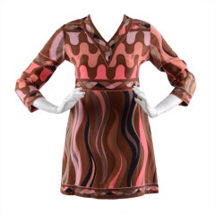 Emilio Pucci 1960s Brown Silk Mini Dress