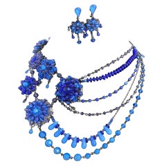 Erickson Beamon Blue Glass Choker & Earrings