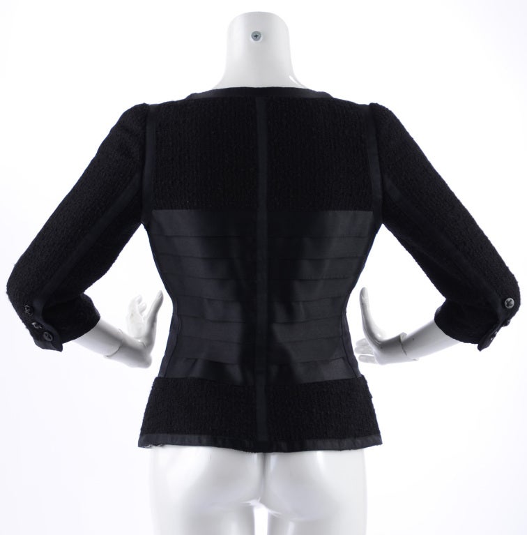 Women's Chanel 06A Black Wool & Satin Jacket