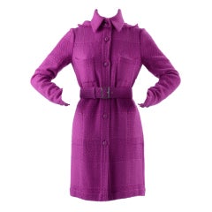 Chanel 07A Pink Wool Hooded Jacket with Belt