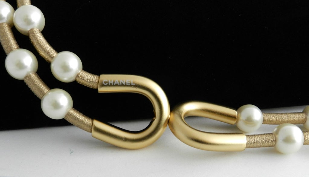 Chanel 01C Gold Leather & Pearl Belt 1