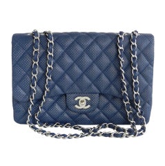 Chanel Blue Perforated Flap Bag