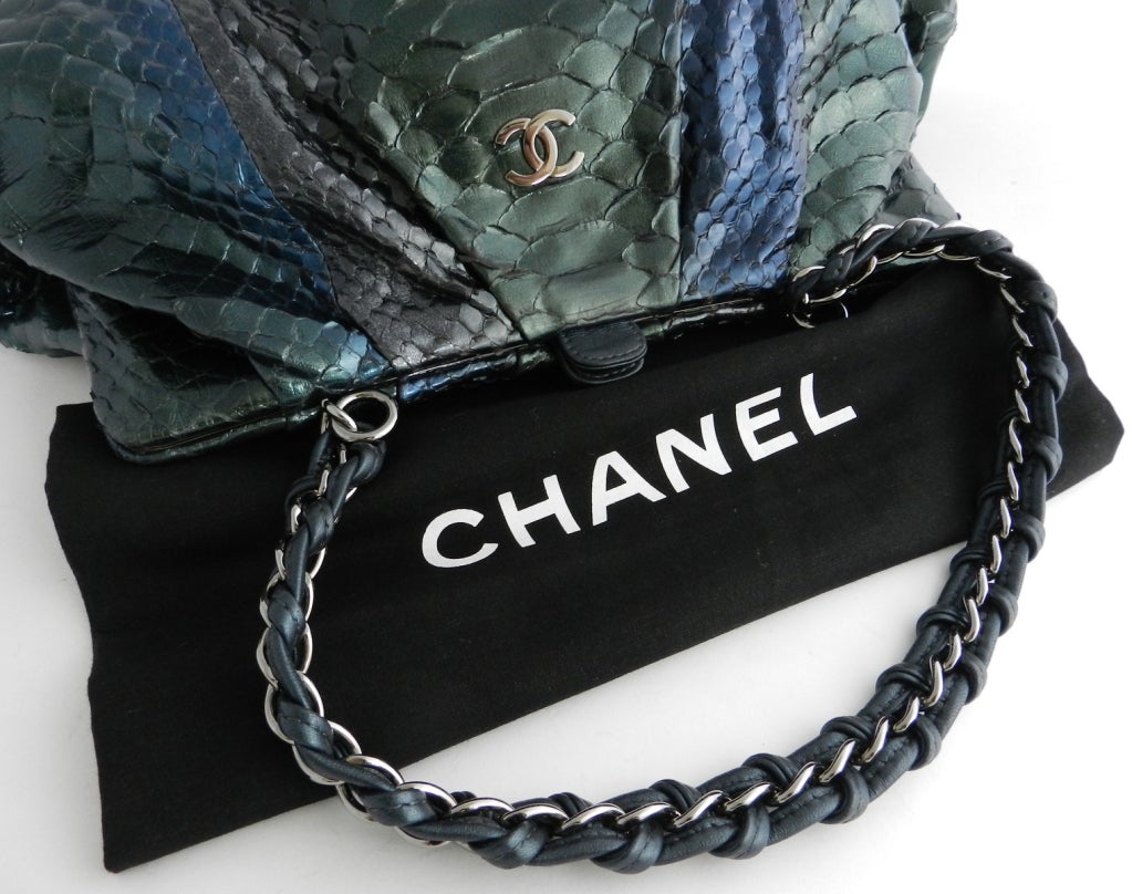 Chanel Green Blue Python Bag / Purse 1