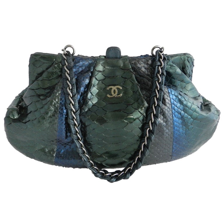 chanel green python bag