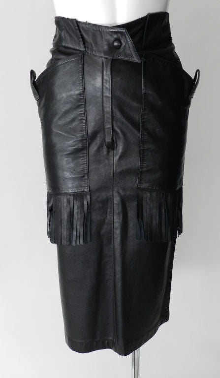 Claude Montana 1980's Leather Skirt 2