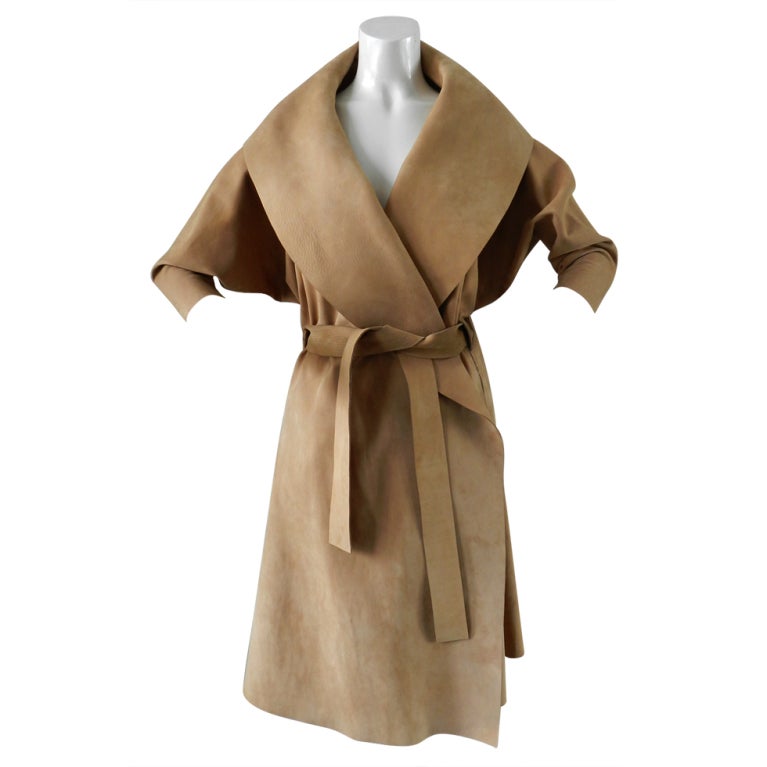 Donna Karan Black Label Nude Suede Coat