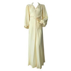 Ossie Clark 1970's Ivory Moss Crepe Gown