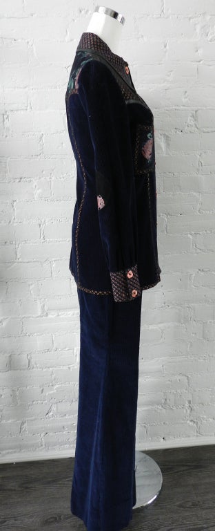 Women's Roberto Cavalli Vintage 1970's Navy Pants Suit