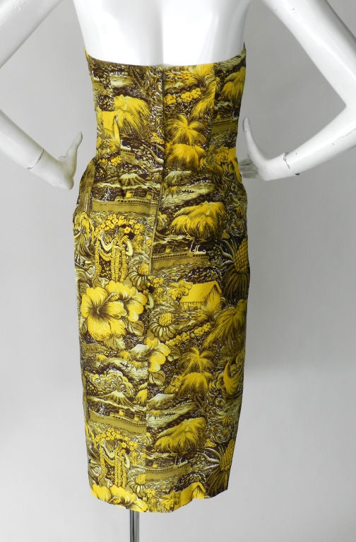Alfred Shaheen 1950's Silk Hawaiian Dress at 1stdibs