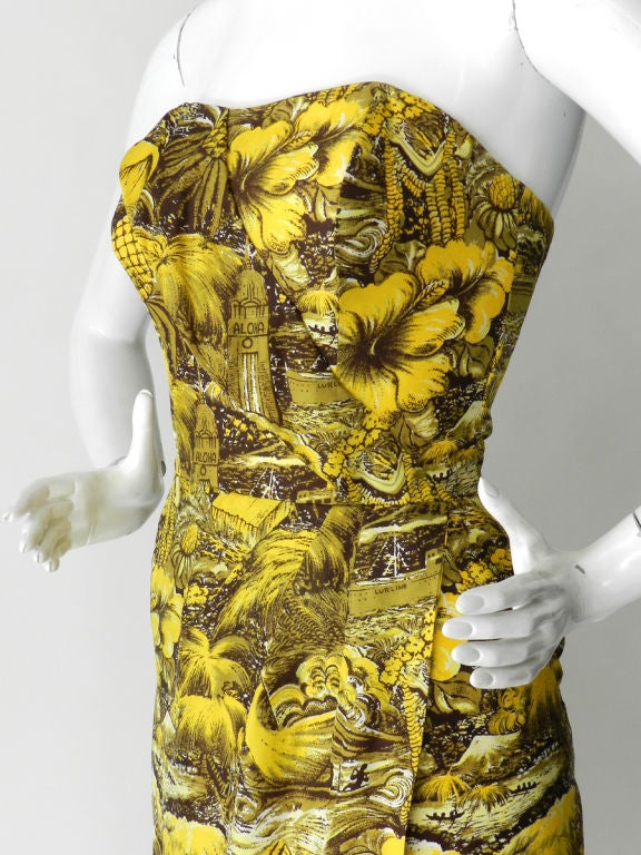 Alfred Shaheen 1950's Silk Hawaiian Dress at 1stdibs