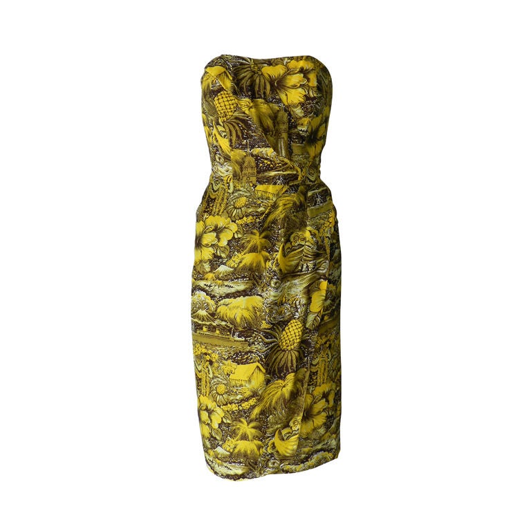 Alfred Shaheen 1950's Silk Hawaiian Dress at 1stDibs