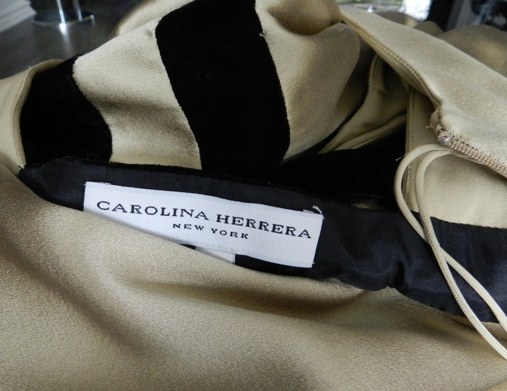Carolina Herrera Champagne Silk Gown at 1stDibs