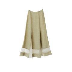 Chanel 99p Silk/Linen Skirt with sheer Net Panels