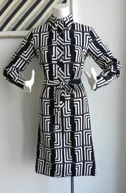 1970's Lanvin Graphic Mod Logo Dress