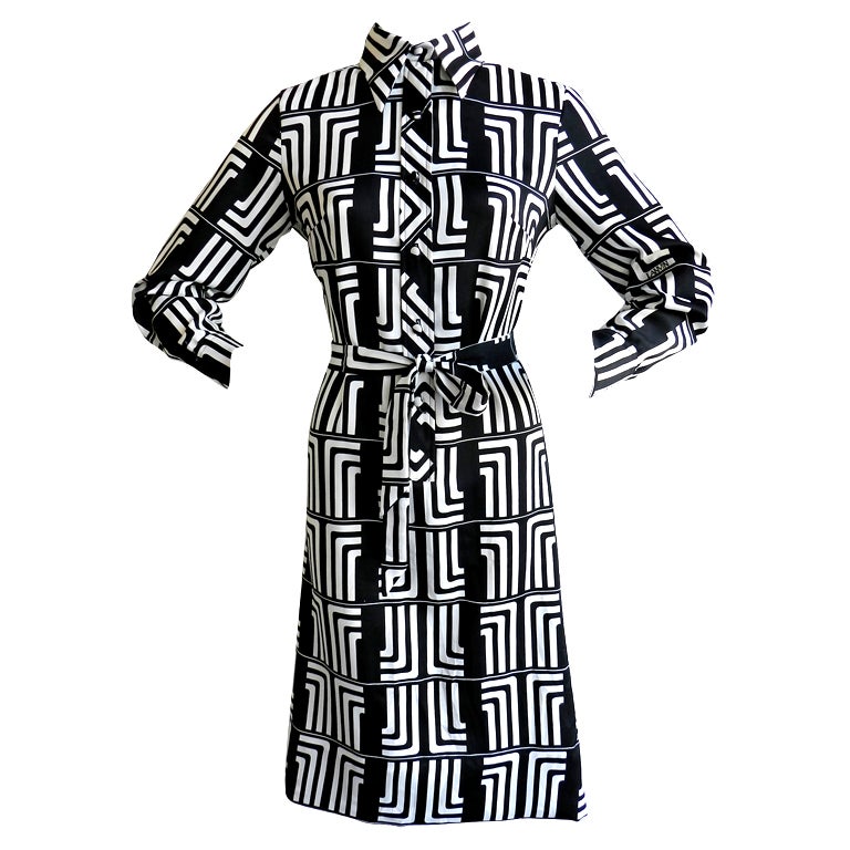 1970's Lanvin Graphic Mod Logo Dress