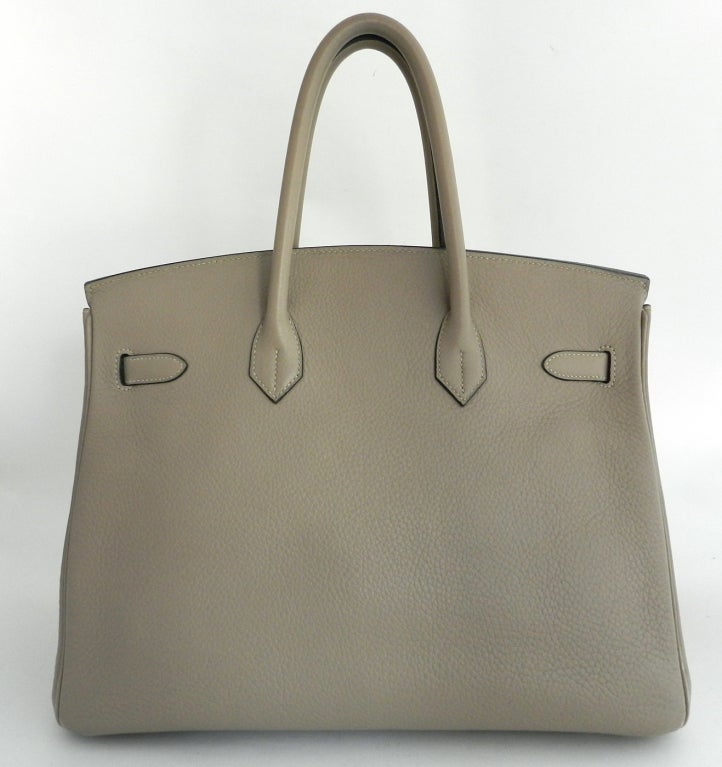 Women's Hermes Birkin Bag 35 Etoupe Clemence Brushed Palladium