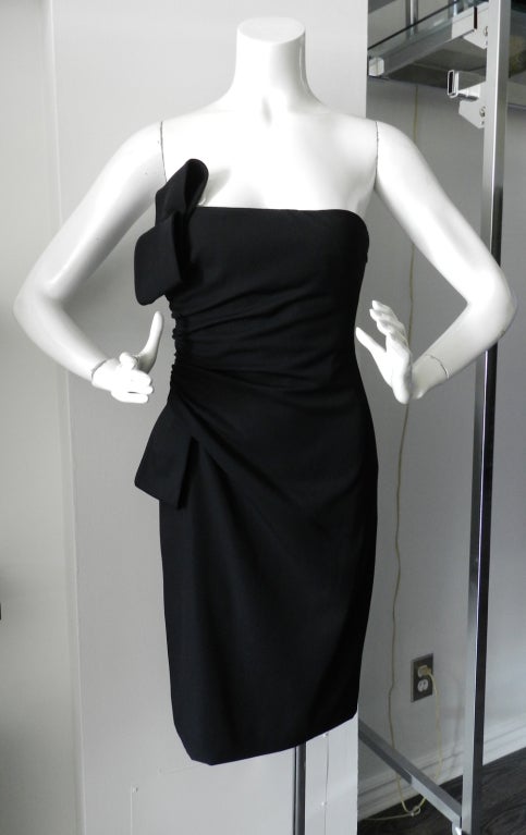 Valentino little black strapless dress. Built in bra, invisible side zipper, ruched side waist. Overall size USA 2. 33