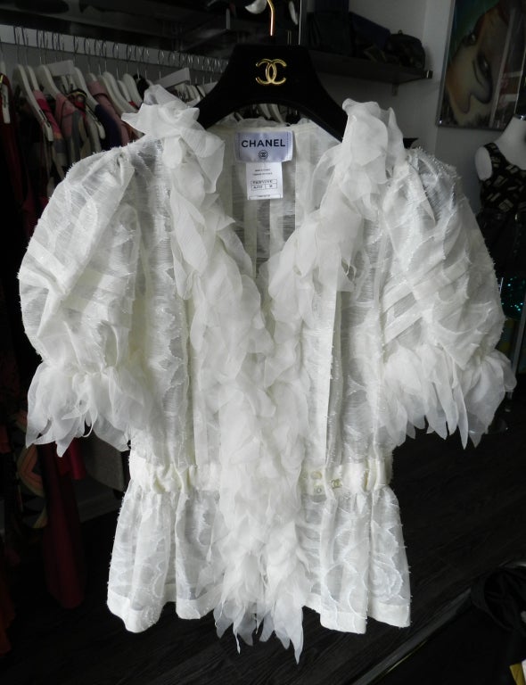 Chanel 2010 P Runway White Blouse / Jacket For Sale 3