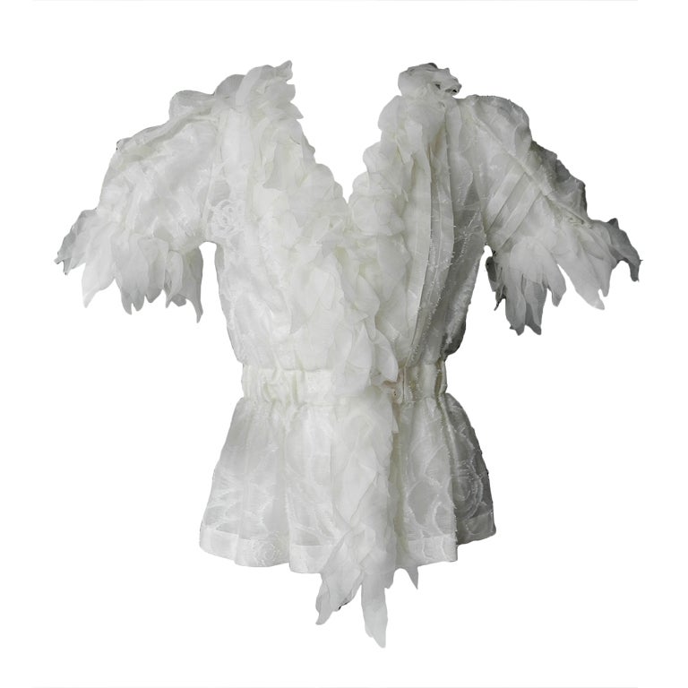 Chanel 2010 P Runway White Blouse / Jacket For Sale