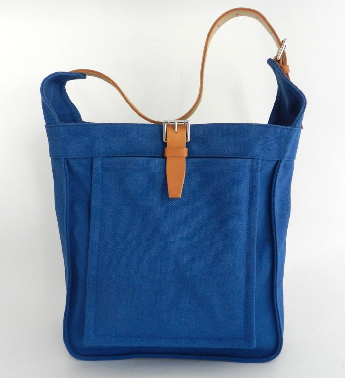 Hermes Blue Canvas Marwari PM Bag
