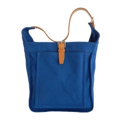 Hermes Blue Canvas Marwari PM Bag