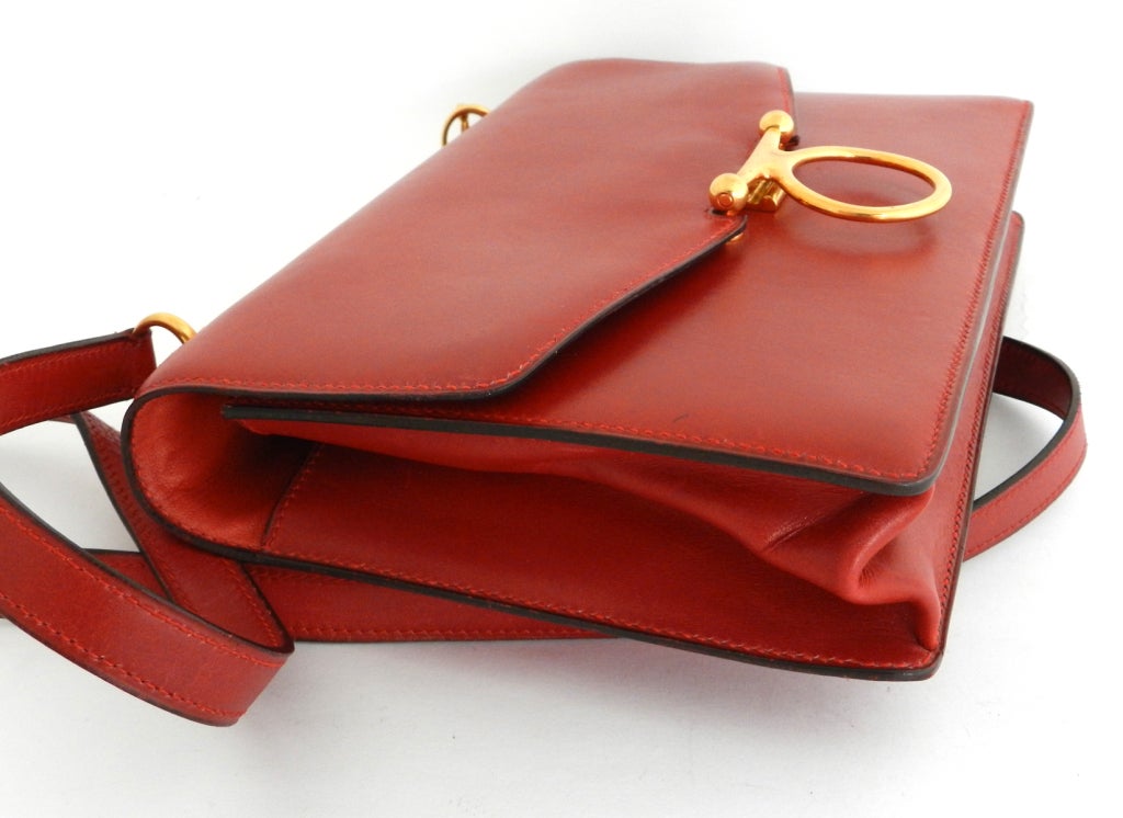 Hermes Red Leather Vintage 1980 Purse Bag In Excellent Condition In Toronto, ON